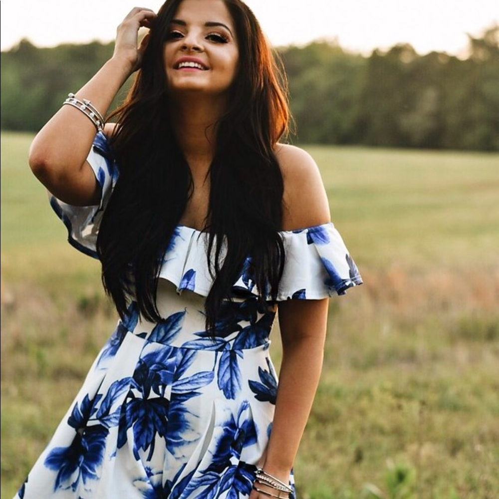 Swoon Boutique Blue Flower Romper
